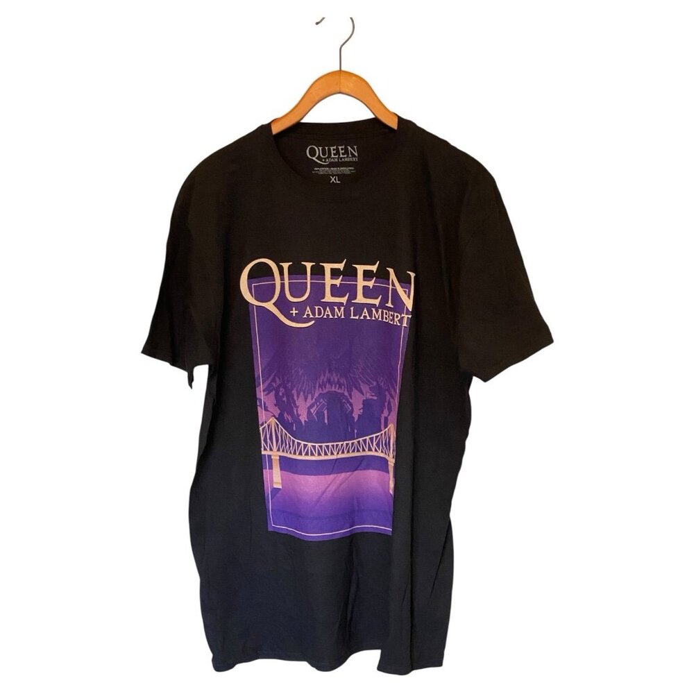 Queen Adam Lambert Black T-Shirt Rhapsody Tour Men's Size XL Brisbane Australia